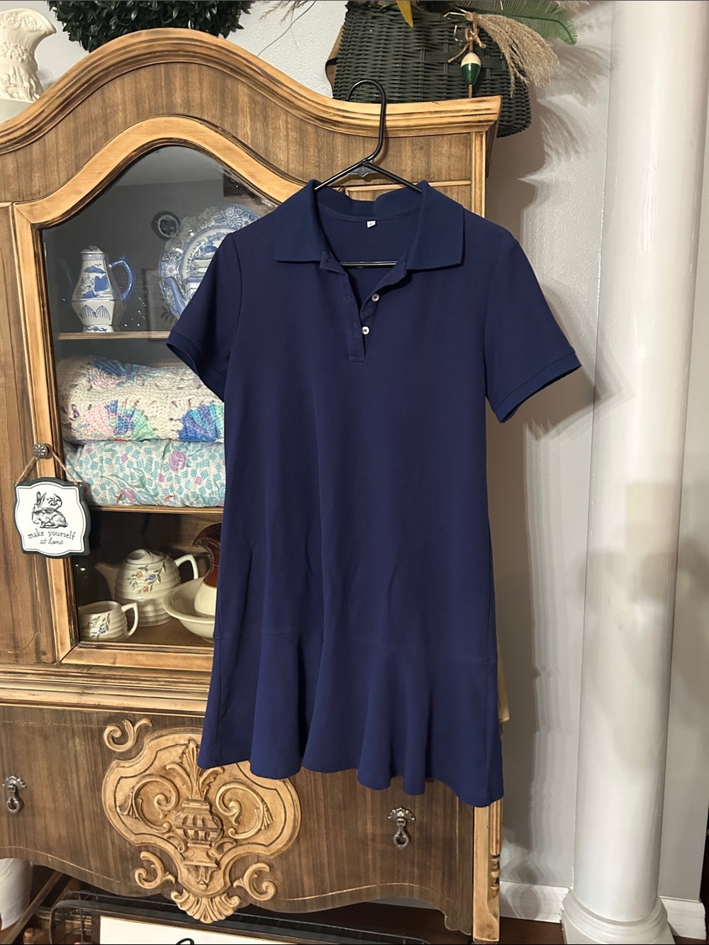 Classic Polo Dress in Navy - Women's Casual Shirt Dress